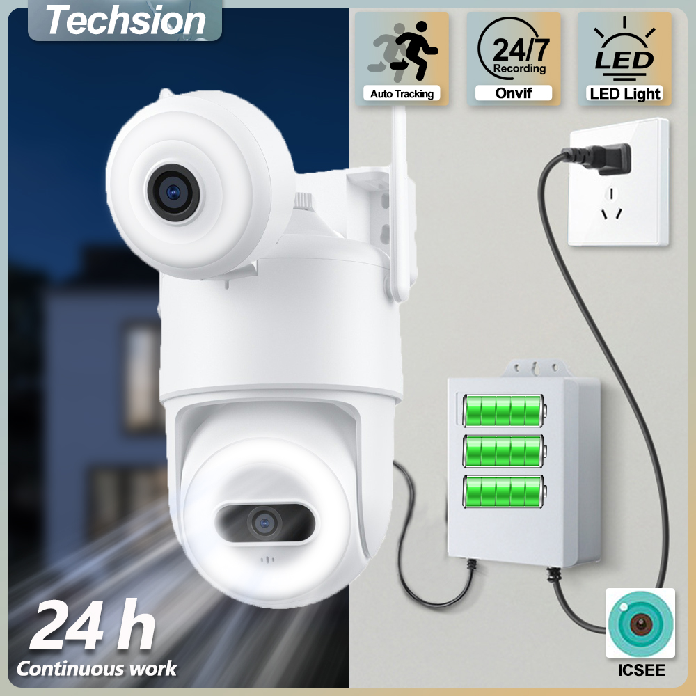 Home Security Flood Lights - กล้องรักษาความปลอดภัยไร้สาย เลนส์คู่ กล้องรักษาความปลอดภัยภายในบ้านแบบ WiFi กลางแจ้ง กล้องฟลัดไลท์