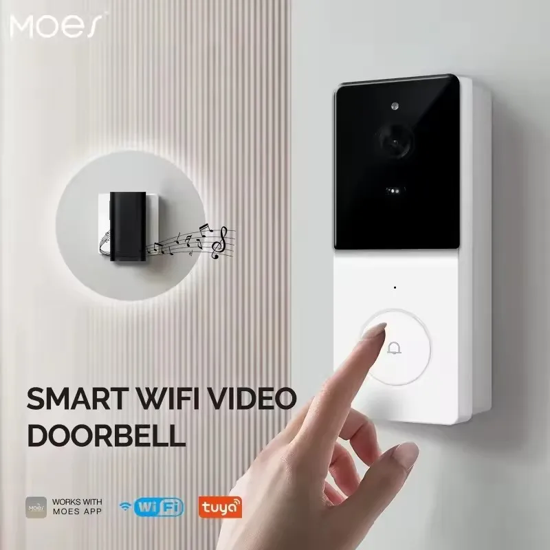 Home Security Robot - กล้องวิดีโอดอร์เบลล์ไร้สาย Moes WIFI พร้อมระบบมองเห็นในที่มืดด้วยอินฟราเรด ระบบรักษาความปลอดภัยบ้านอัจฉริยะ ความคมชัดระดับ